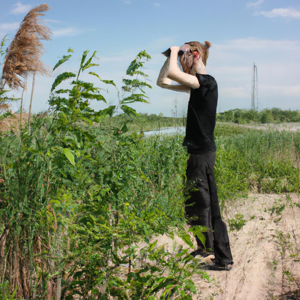 Person conducting ecological field research