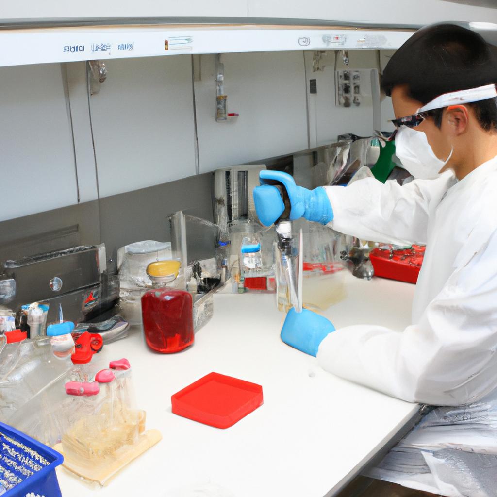 Scientist conducting cellular respiration experiment