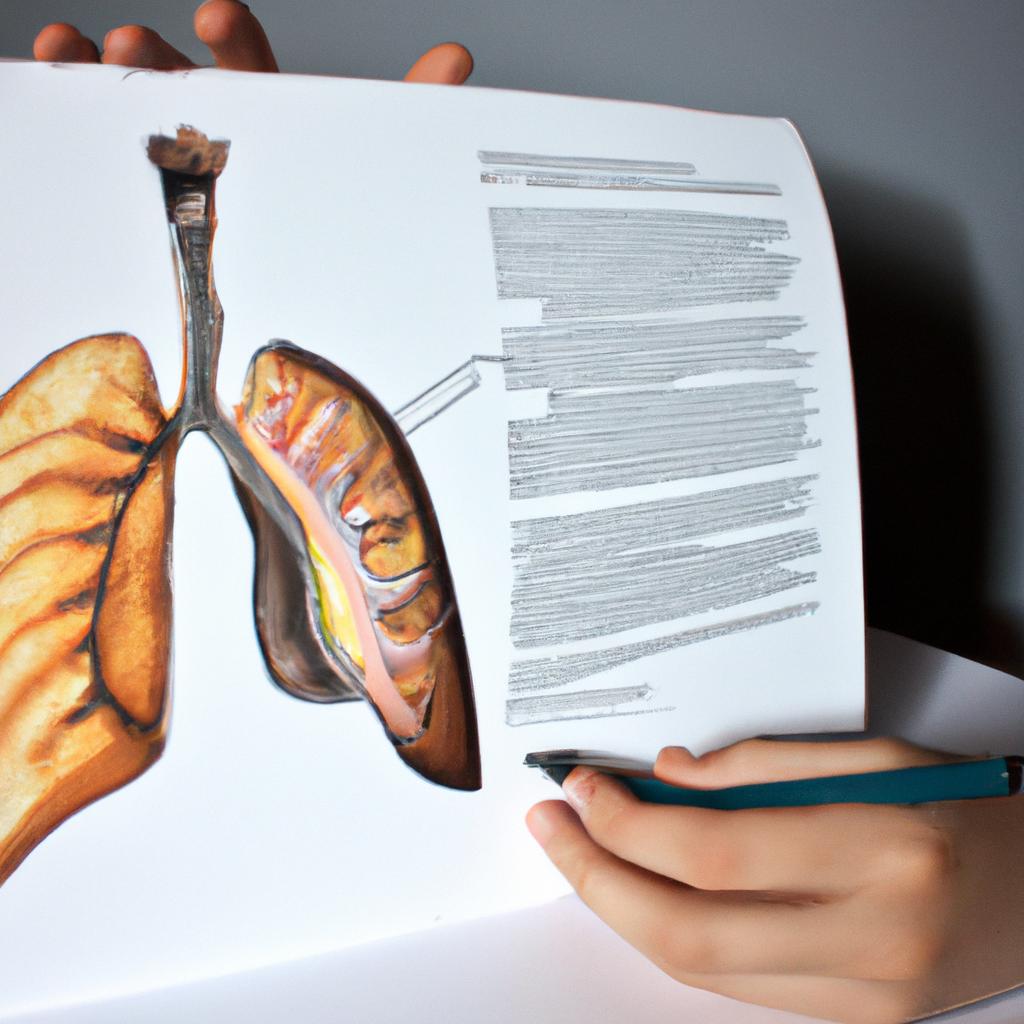 Person studying respiratory system anatomy