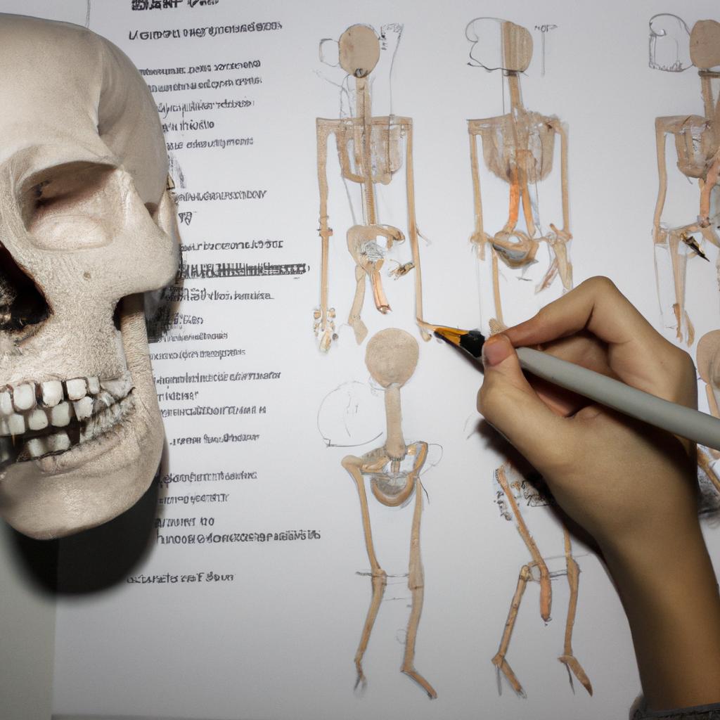 Person studying skeletal system anatomy