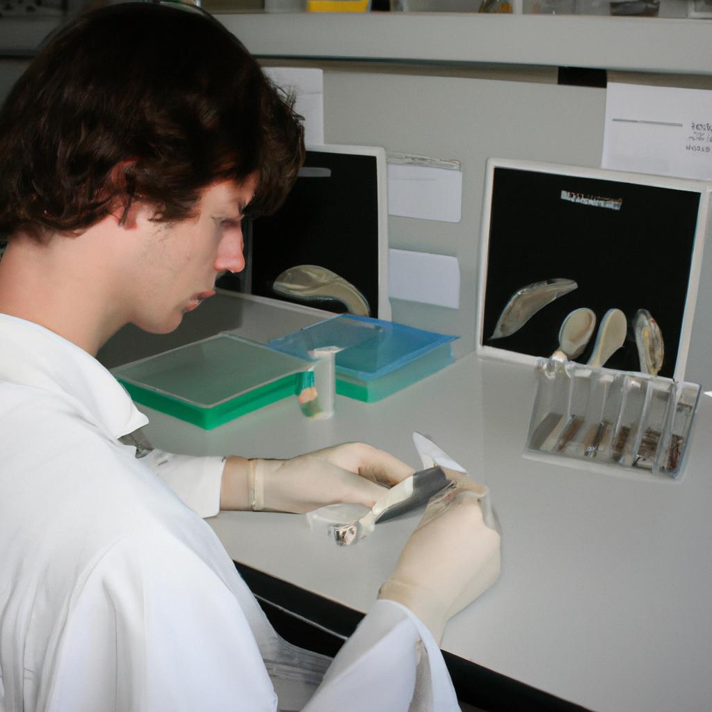 Person studying evolution in lab